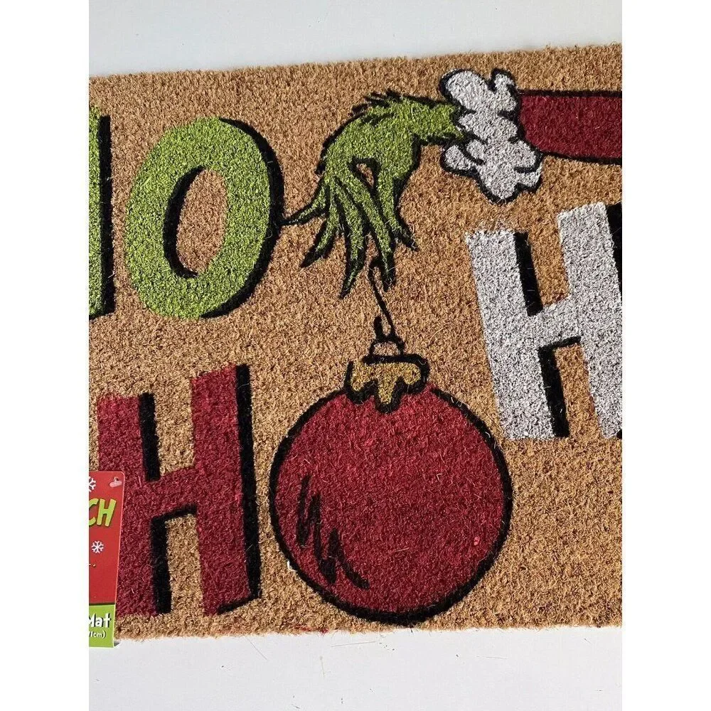 Dr. Seuss The Grinch HO HO‎ HO Coir Doormat Rug Christmas Porch Outdoor Holiday